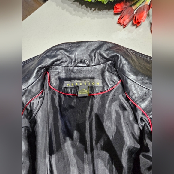 KENNETH COLE Beau manteau en cuir véritable (kid) entièrement doublé - Picture 6 of 11